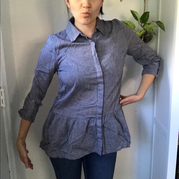Anthropologie blue cotton tunic top - Picture 6 of 6